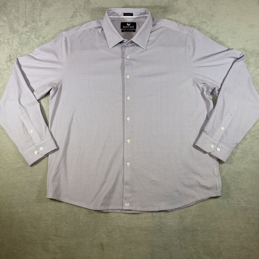 Buttercloth‎ Icy Cotton Regular Fit Long Sleeve Button Down Shirt Mens XL Purple